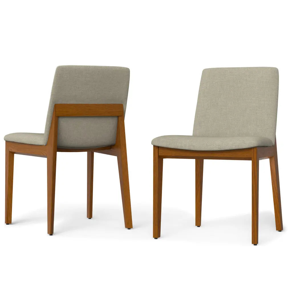Set of Two Natural and Walnut Solid Wood Dining Parsons Chairs Homeroots Kitchen & Dining