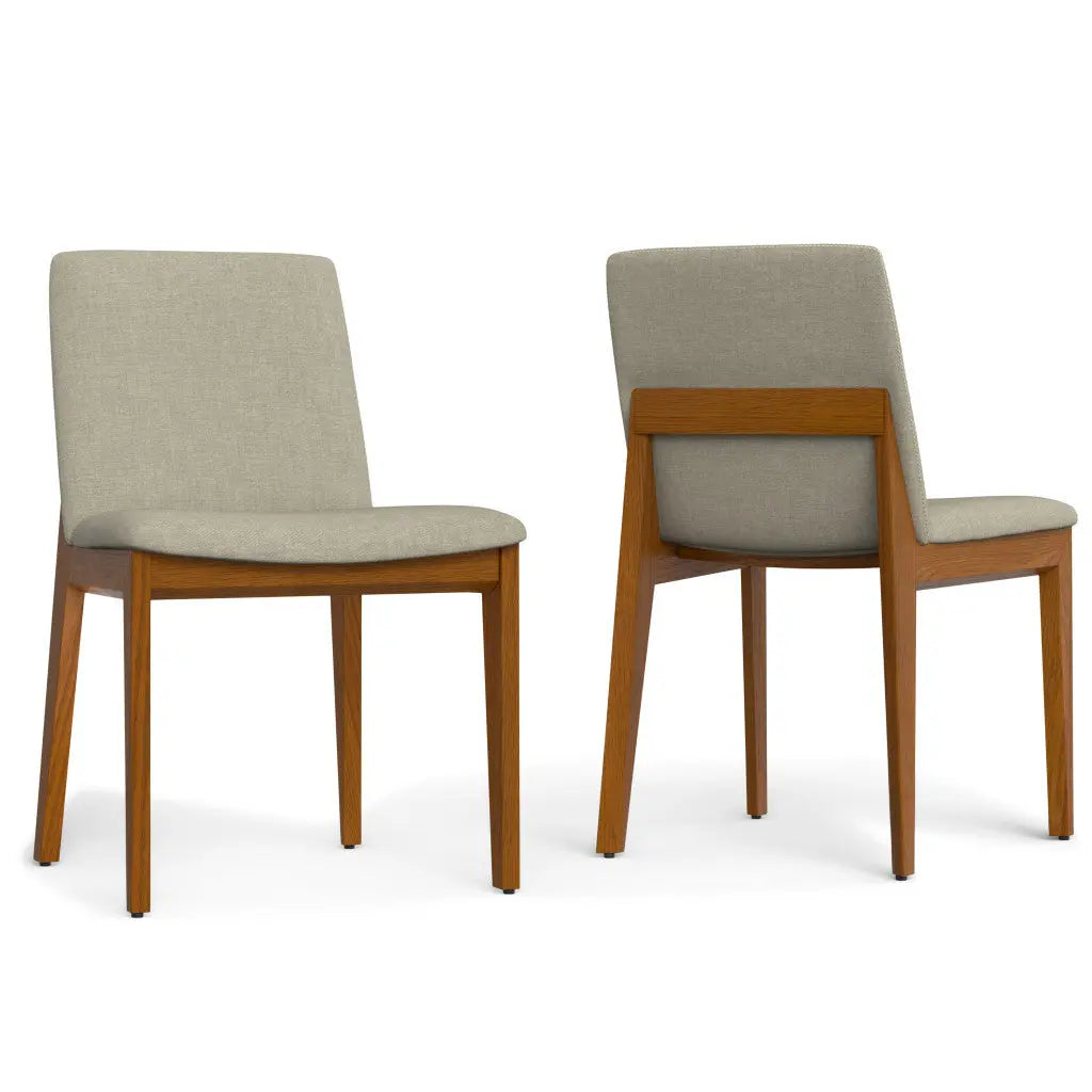 Set of Two Natural and Walnut Solid Wood Dining Parsons Chairs Homeroots Kitchen & Dining