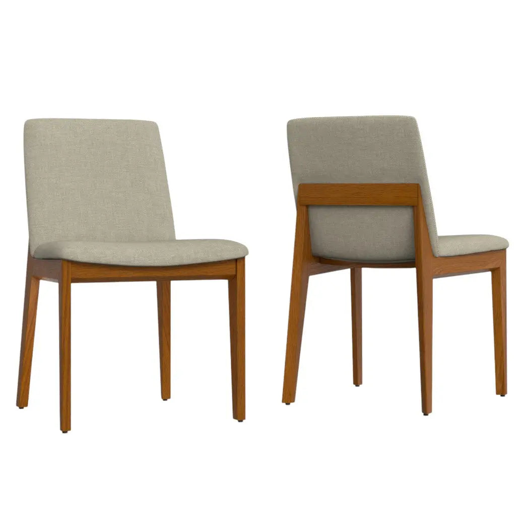 Set of Two Natural and Walnut Solid Wood Dining Parsons Chairs Homeroots Kitchen & Dining
