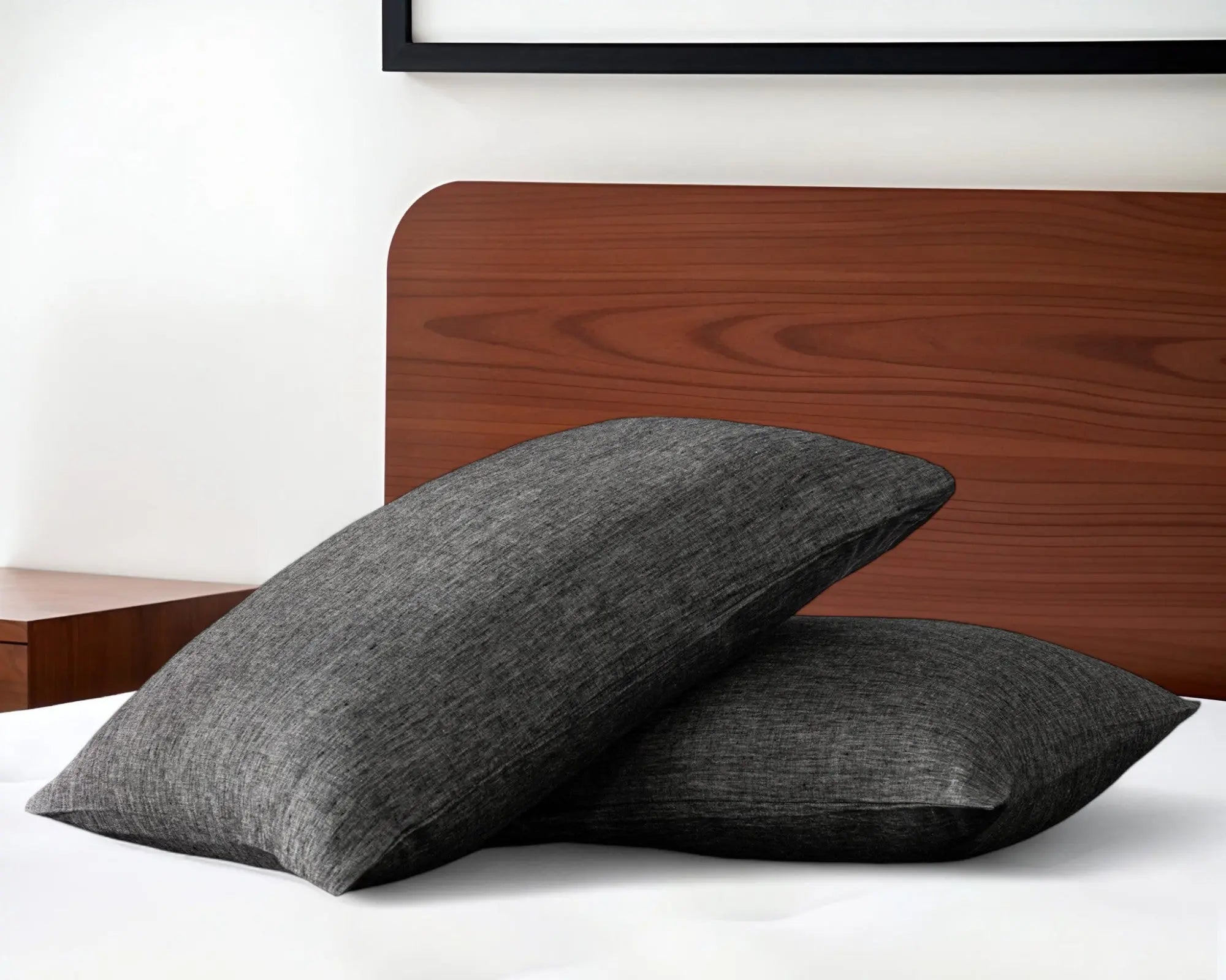 Set of Two Onyx Linen Pillowcases Homeroots Bed & Bath