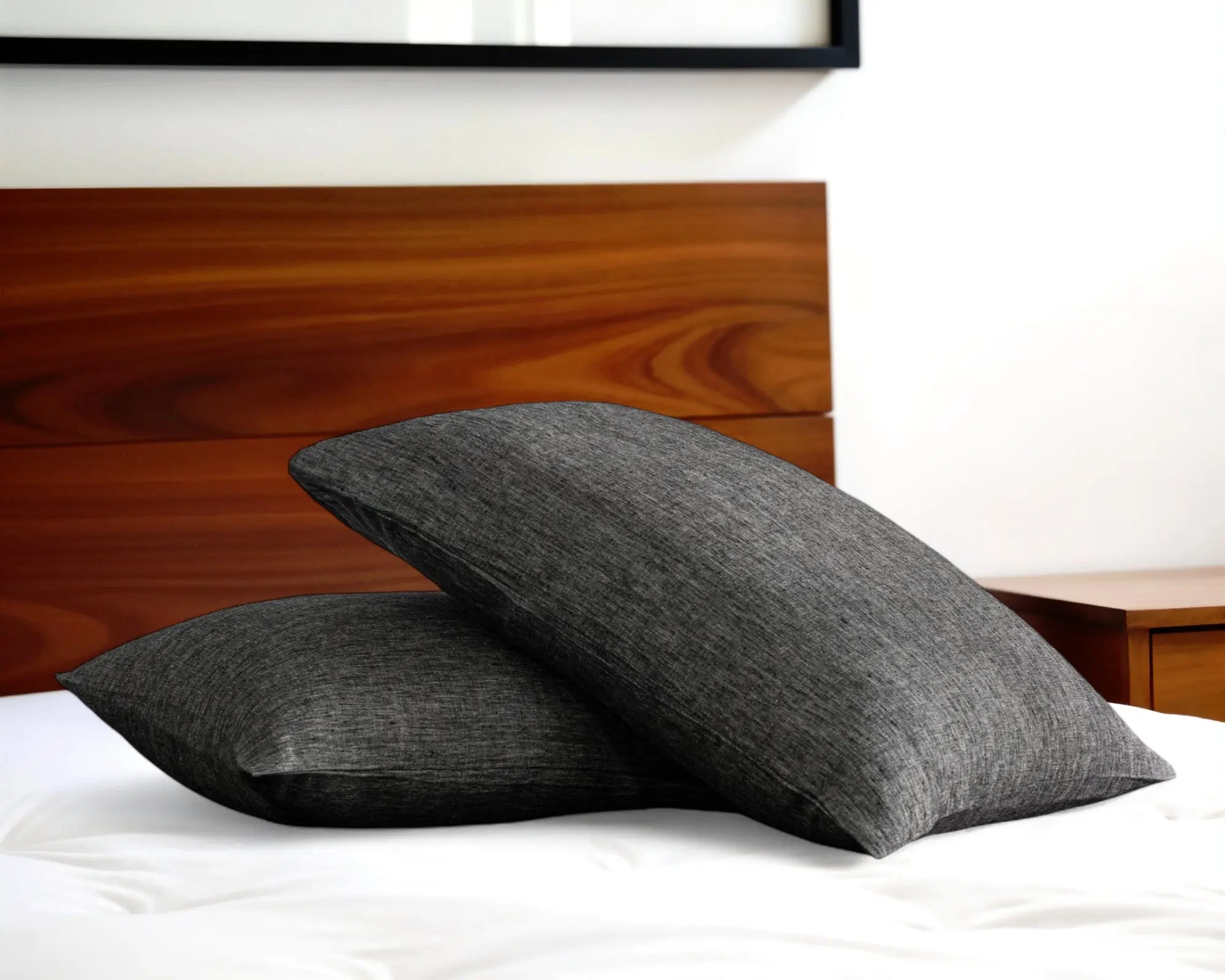Set of Two Onyx Linen Pillowcases Homeroots Bed & Bath