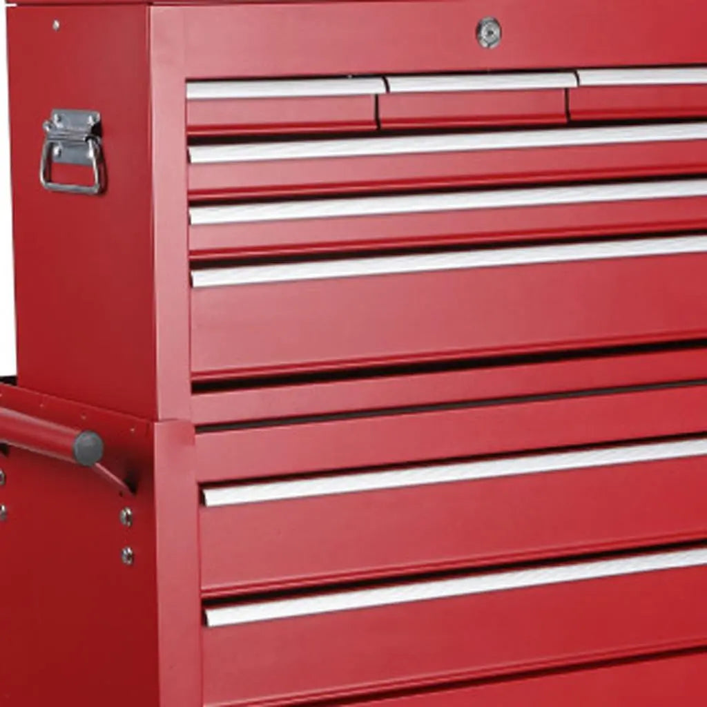 Set of Two Red Multi-Tier Steel Rolling Cabinet With Lid - GreatEagleInc