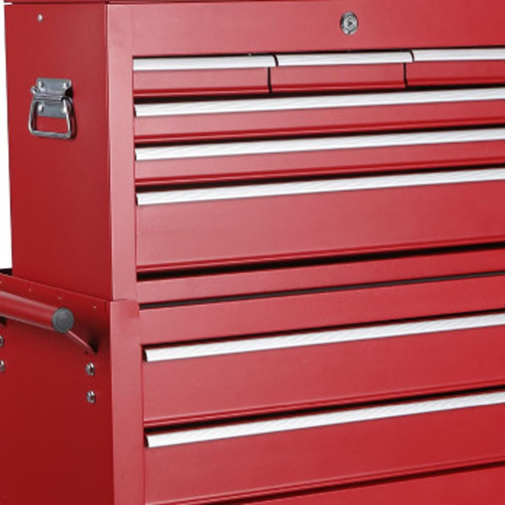 Set of Two Red Multi-Tier Steel Rolling Cabinet With Lid - GreatEagleInc