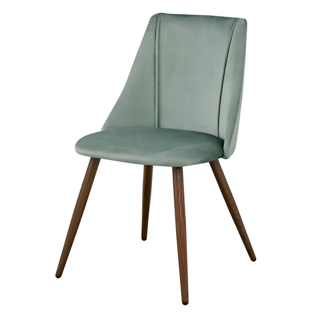 Set of Two Sage and Brown Upholstered Velvet Dining Side Chairs Homeroots Kitchen & Dining