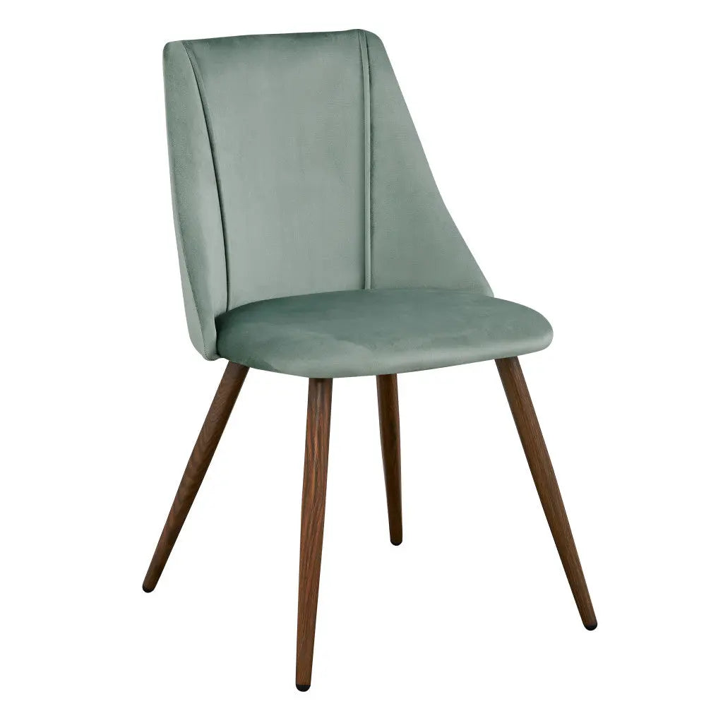Set of Two Sage and Brown Upholstered Velvet Dining Side Chairs Homeroots Kitchen & Dining