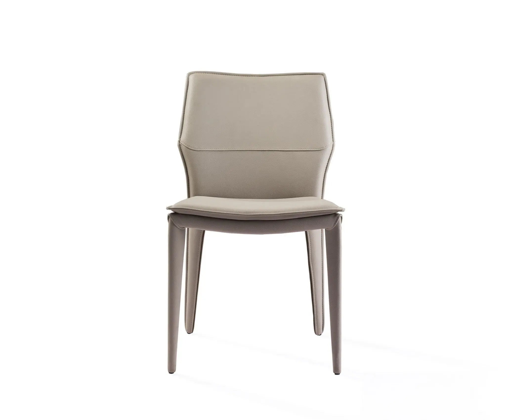 Set of Two Taupe Upholstered Faux Leather Dining Side Chairs Homeroots Kitchen & Dining