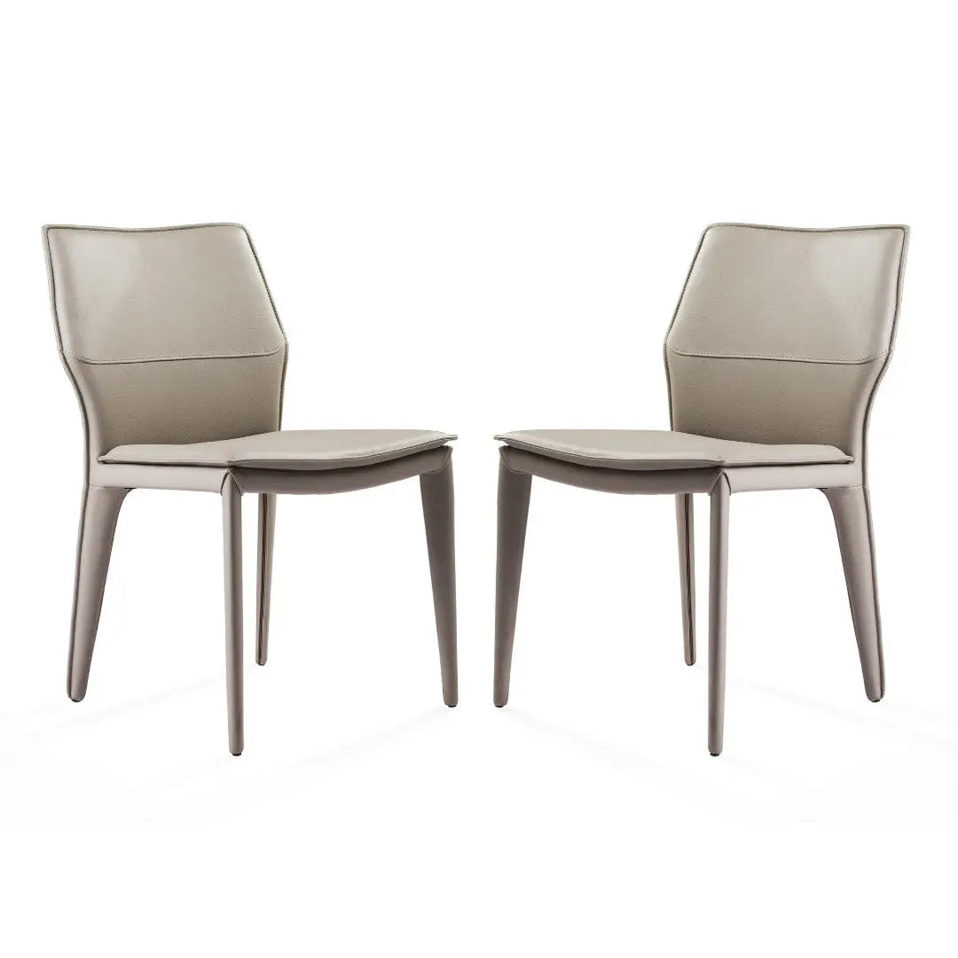 Set of Two Taupe Upholstered Faux Leather Dining Side Chairs Homeroots Kitchen & Dining
