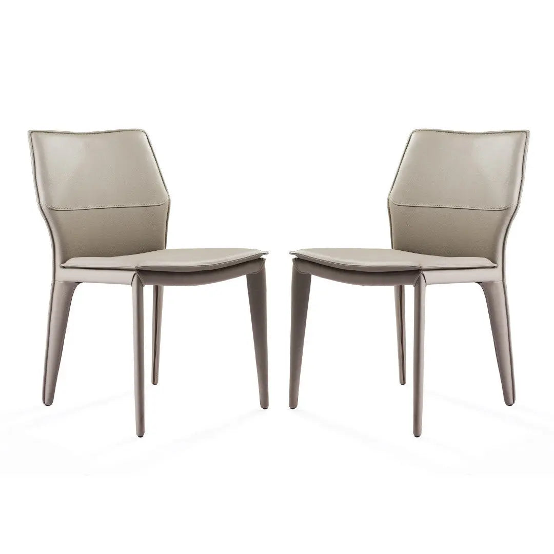 Set of Two Taupe Upholstered Faux Leather Dining Side Chairs Homeroots Kitchen & Dining