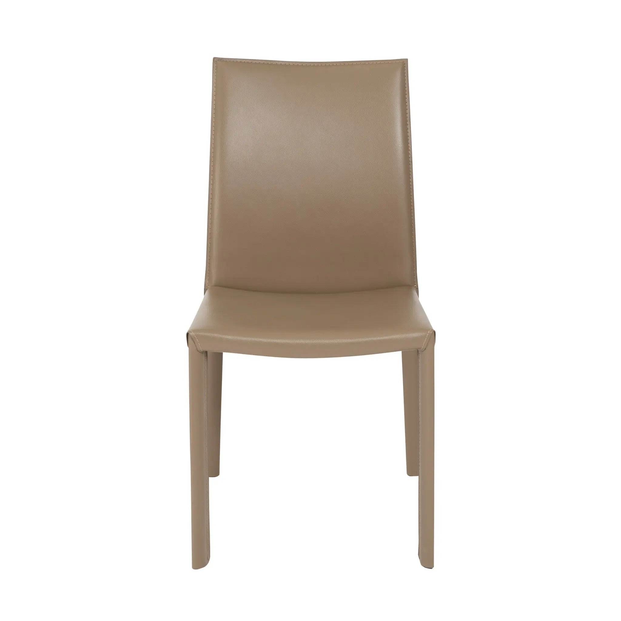 Set of Two Taupe Upholstered Leather Dining Side Chairs - GreatEagleInc