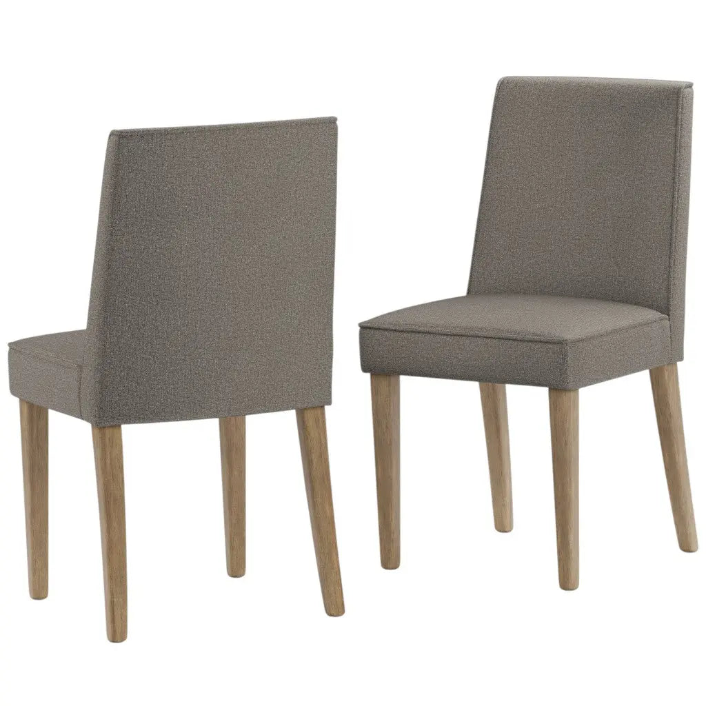 Set of Two Taupe and Brown Wood Dining Parsons Chairs Homeroots Kitchen & Dining