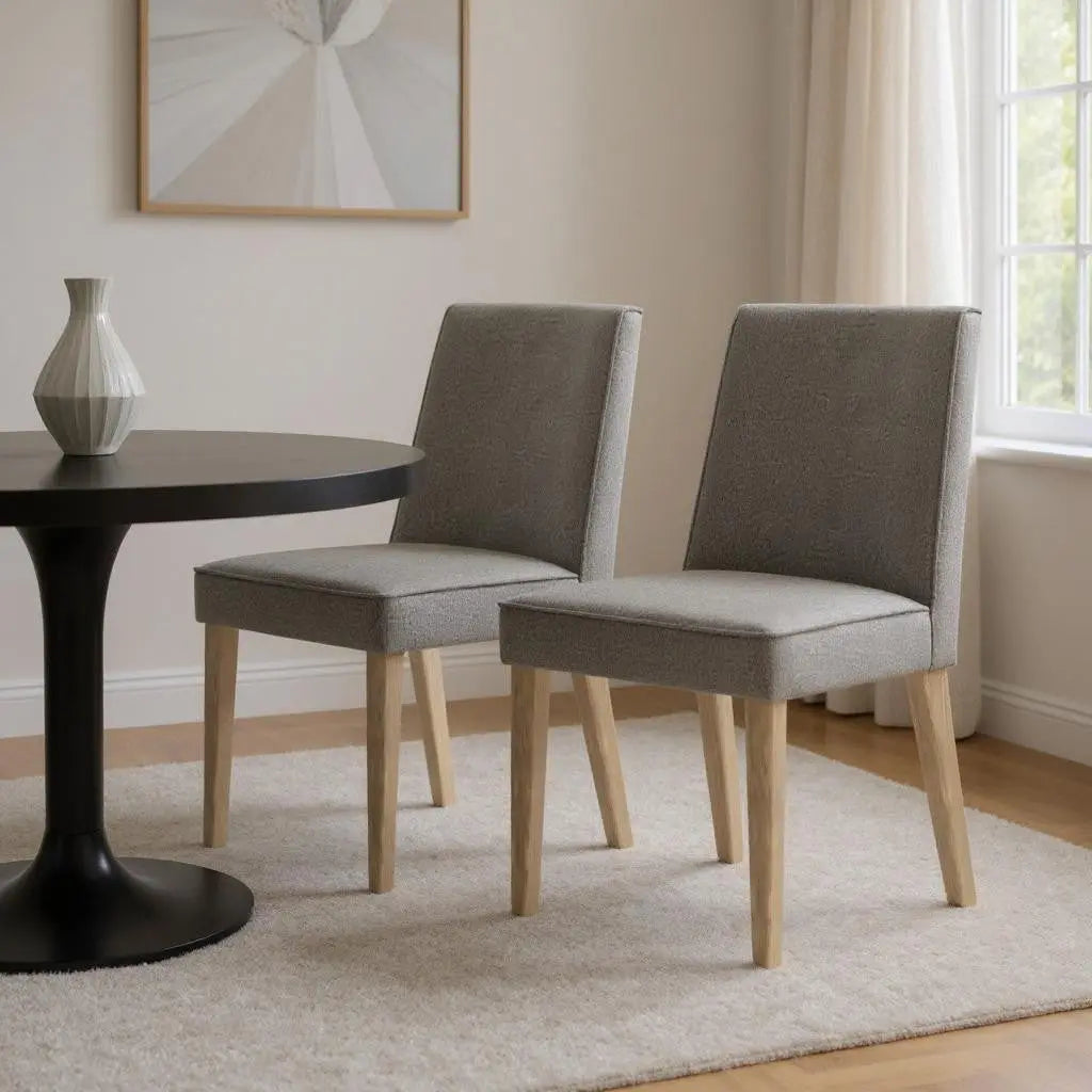 Set of Two Taupe and Brown Wood Dining Parsons Chairs Homeroots Kitchen & Dining