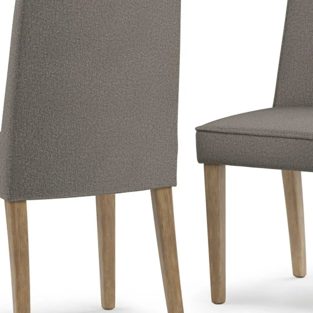 Set of Two Taupe and Brown Wood Dining Parsons Chairs Homeroots Kitchen & Dining