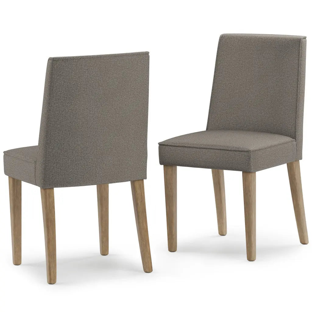 Set of Two Taupe and Brown Wood Dining Parsons Chairs Homeroots Kitchen & Dining