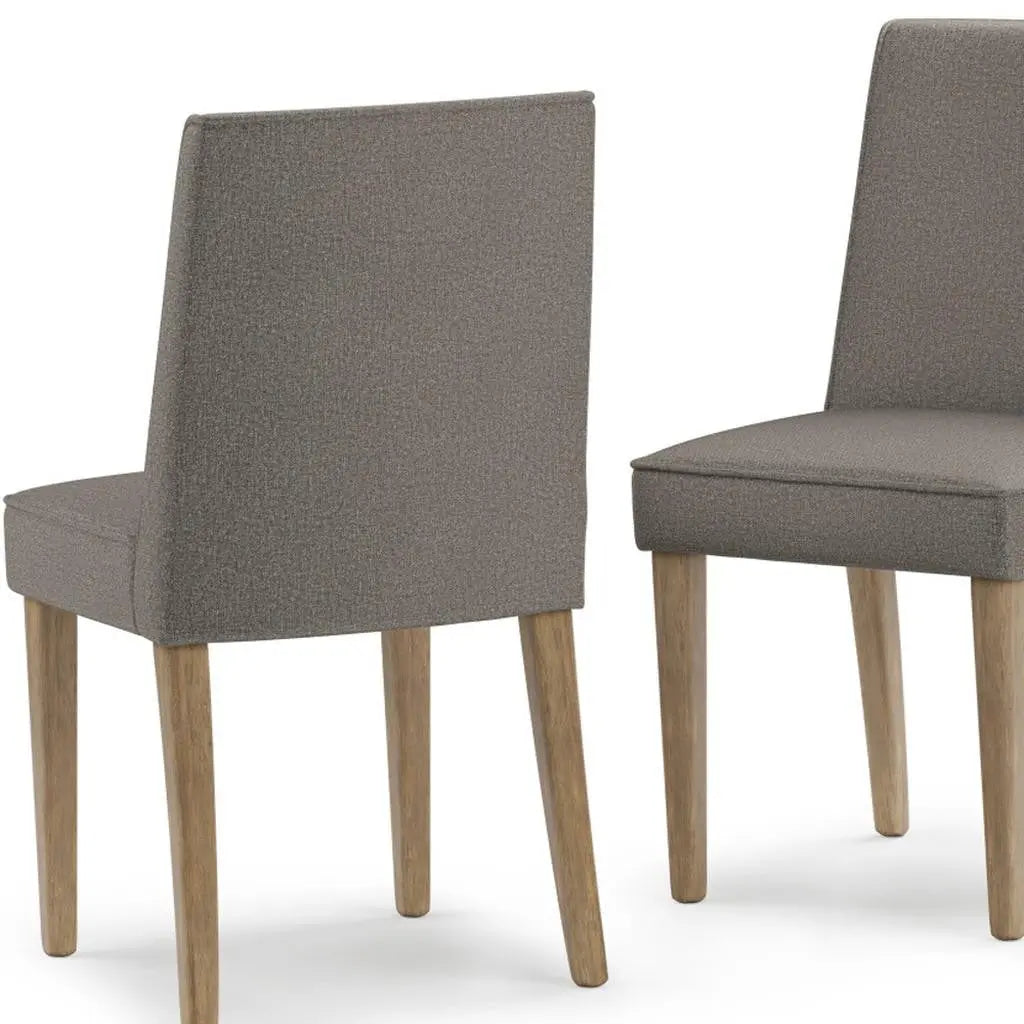 Set of Two Taupe and Brown Wood Dining Parsons Chairs Homeroots Kitchen & Dining