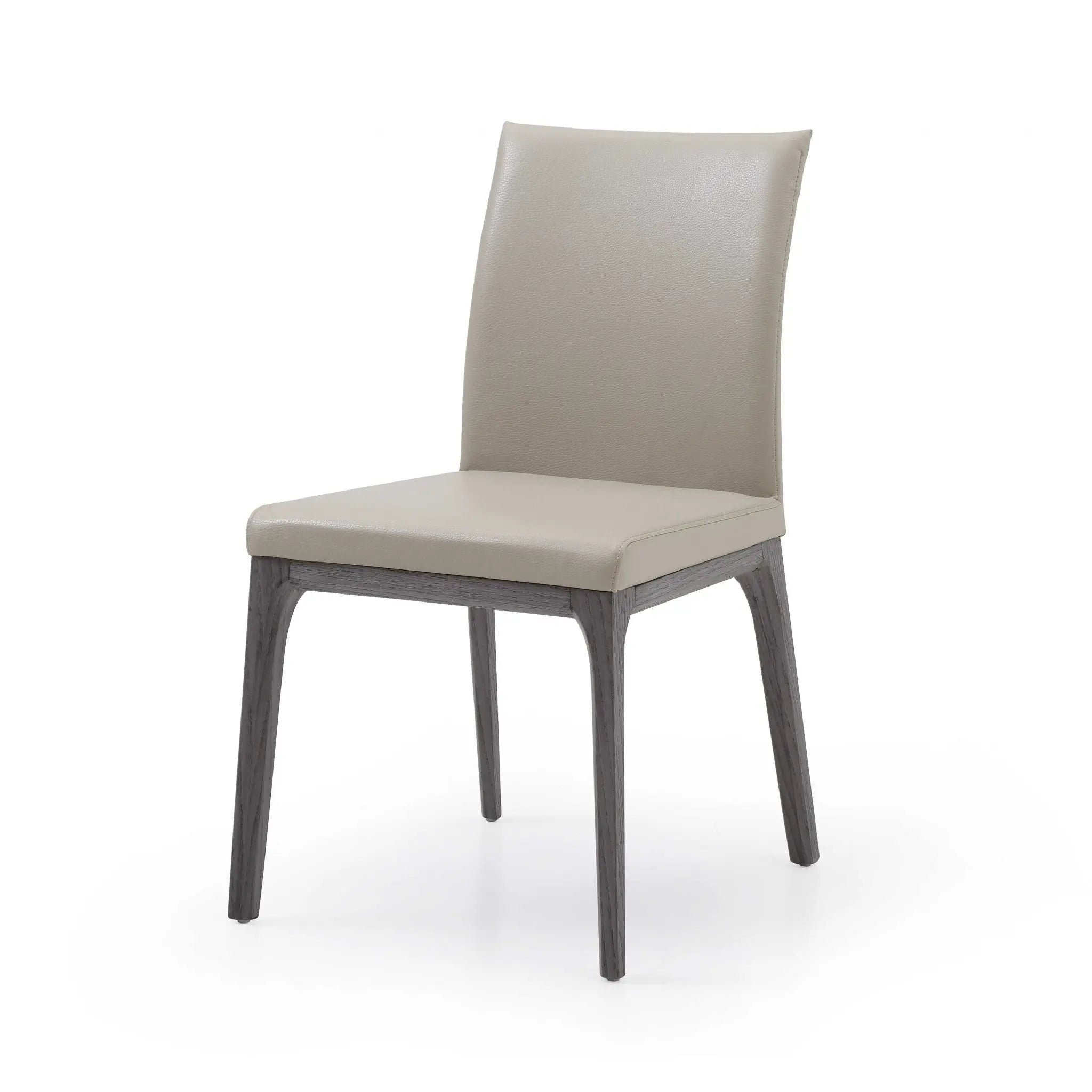 Set of Two Taupe and Gray Upholstered Faux Leather Dining Side Chairs - GreatEagleInc