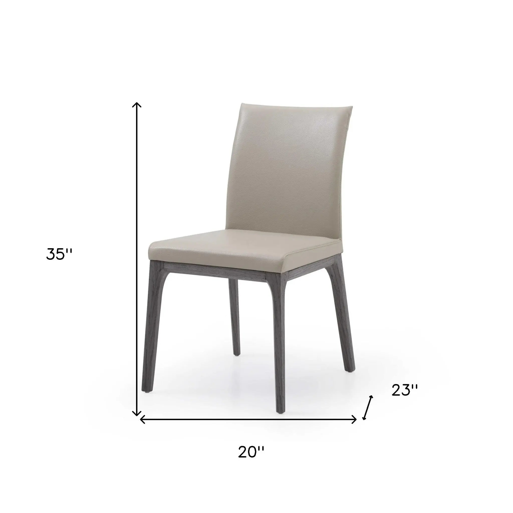 Set of Two Taupe and Gray Upholstered Faux Leather Dining Side Chairs - GreatEagleInc