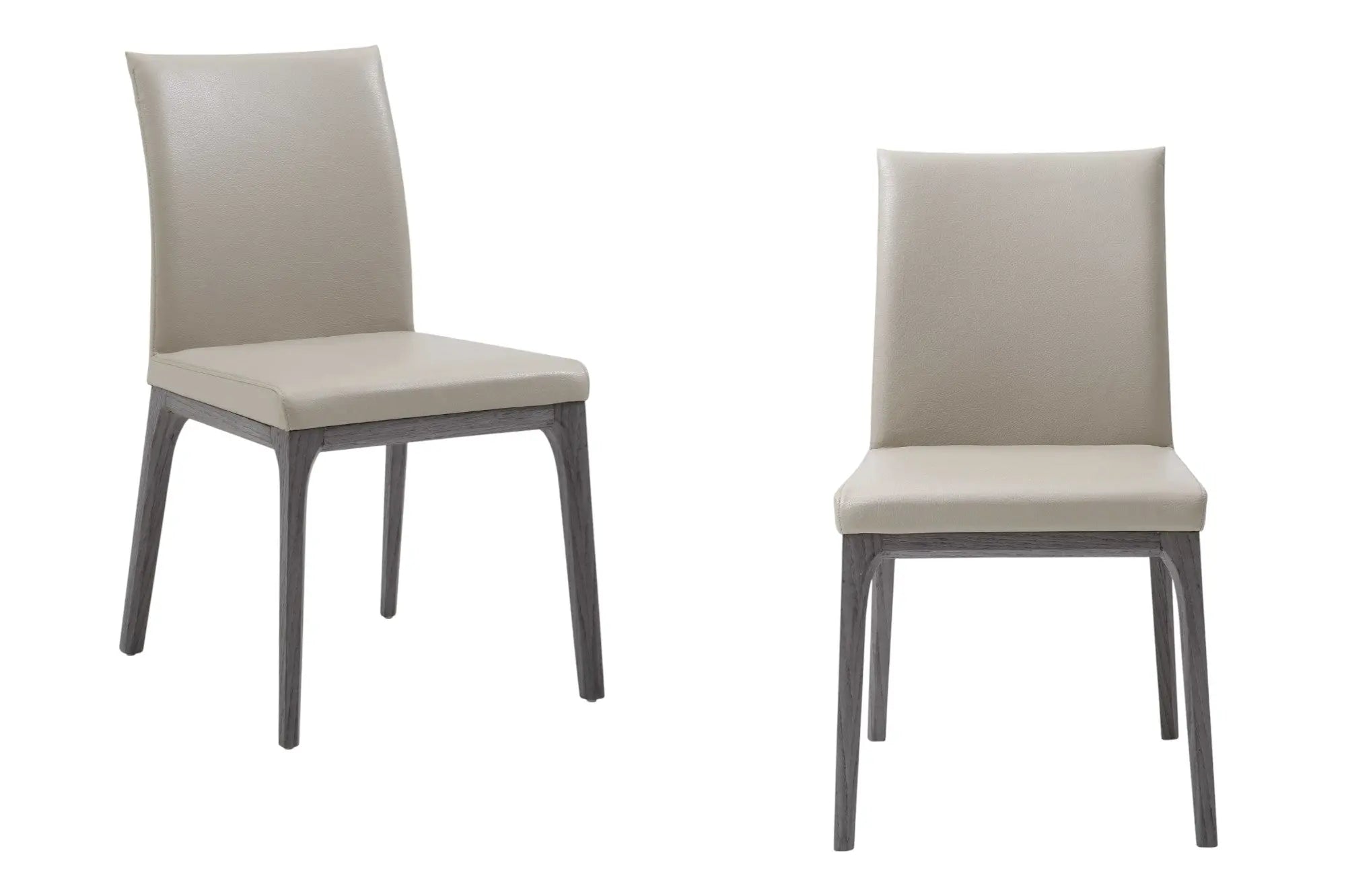 Set of Two Taupe and Gray Upholstered Faux Leather Dining Side Chairs - GreatEagleInc