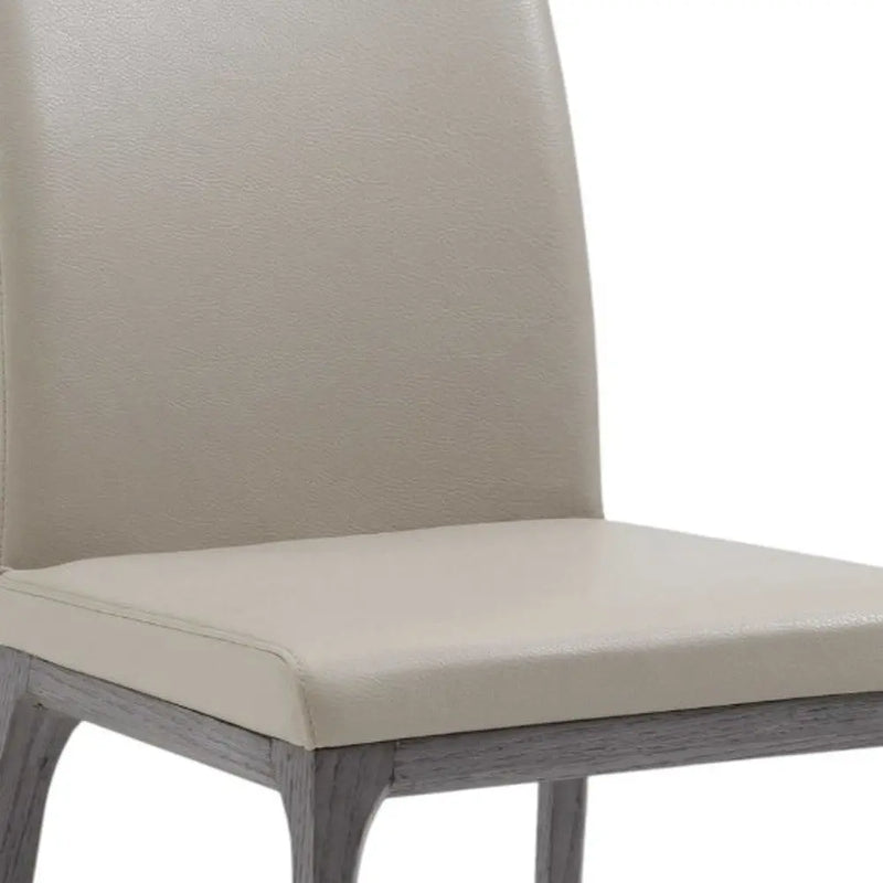 Set of Two Taupe and Gray Upholstered Faux Leather Dining Side Chairs - GreatEagleInc