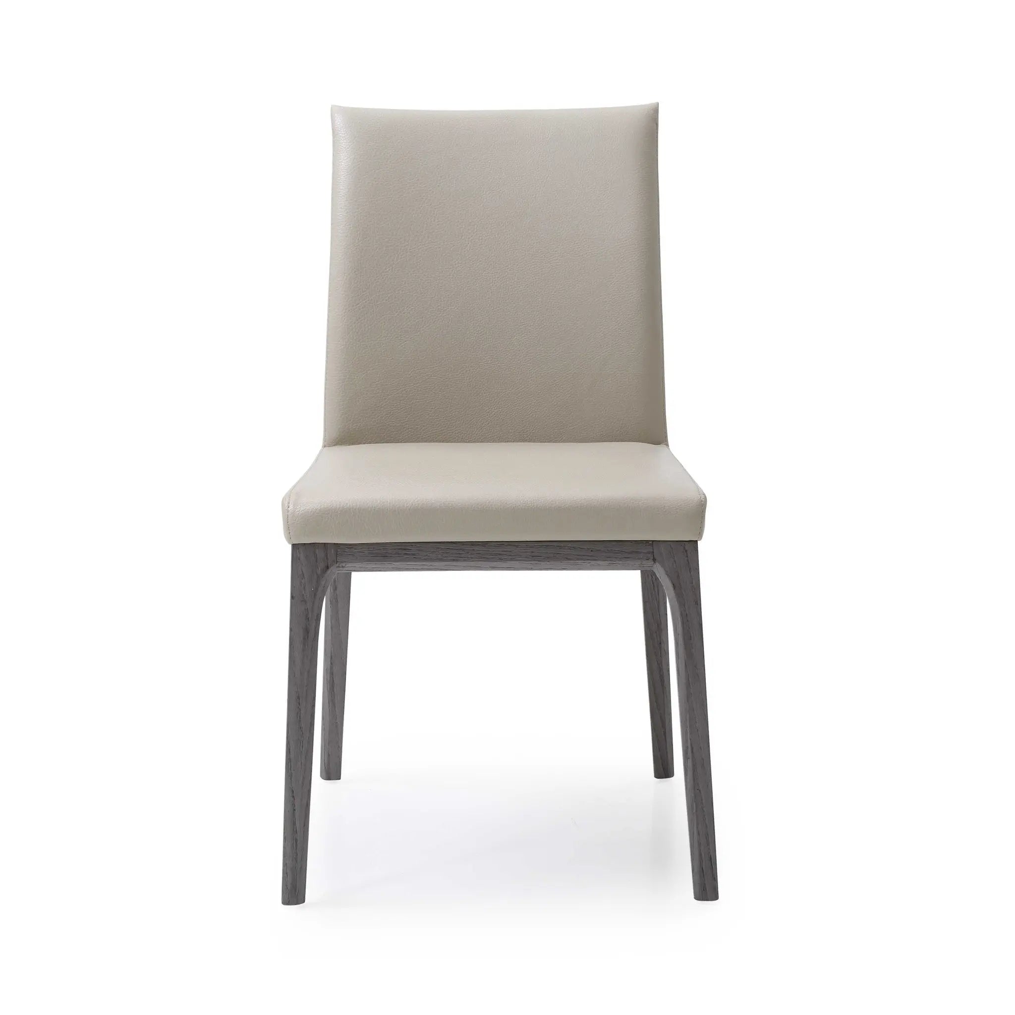 Set of Two Taupe and Gray Upholstered Faux Leather Dining Side Chairs - GreatEagleInc