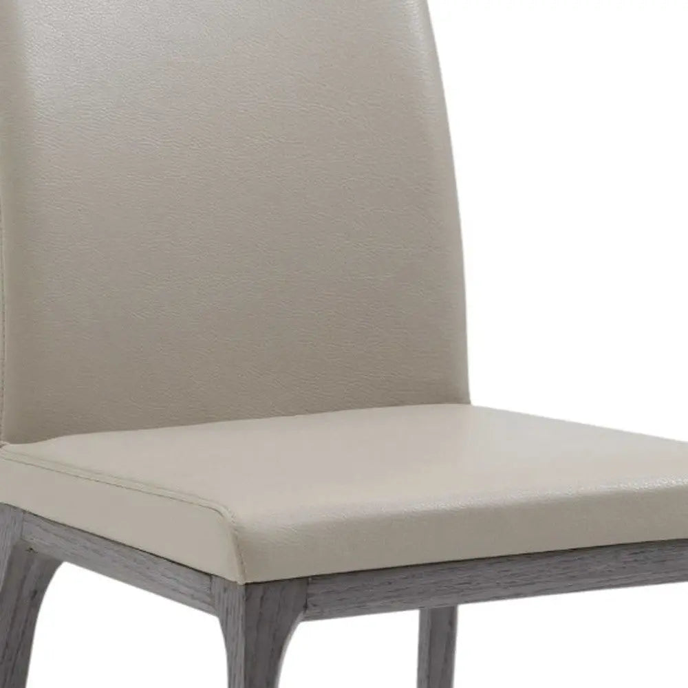 Set of Two Taupe and Gray Upholstered Faux Leather Dining Side Chairs - GreatEagleInc