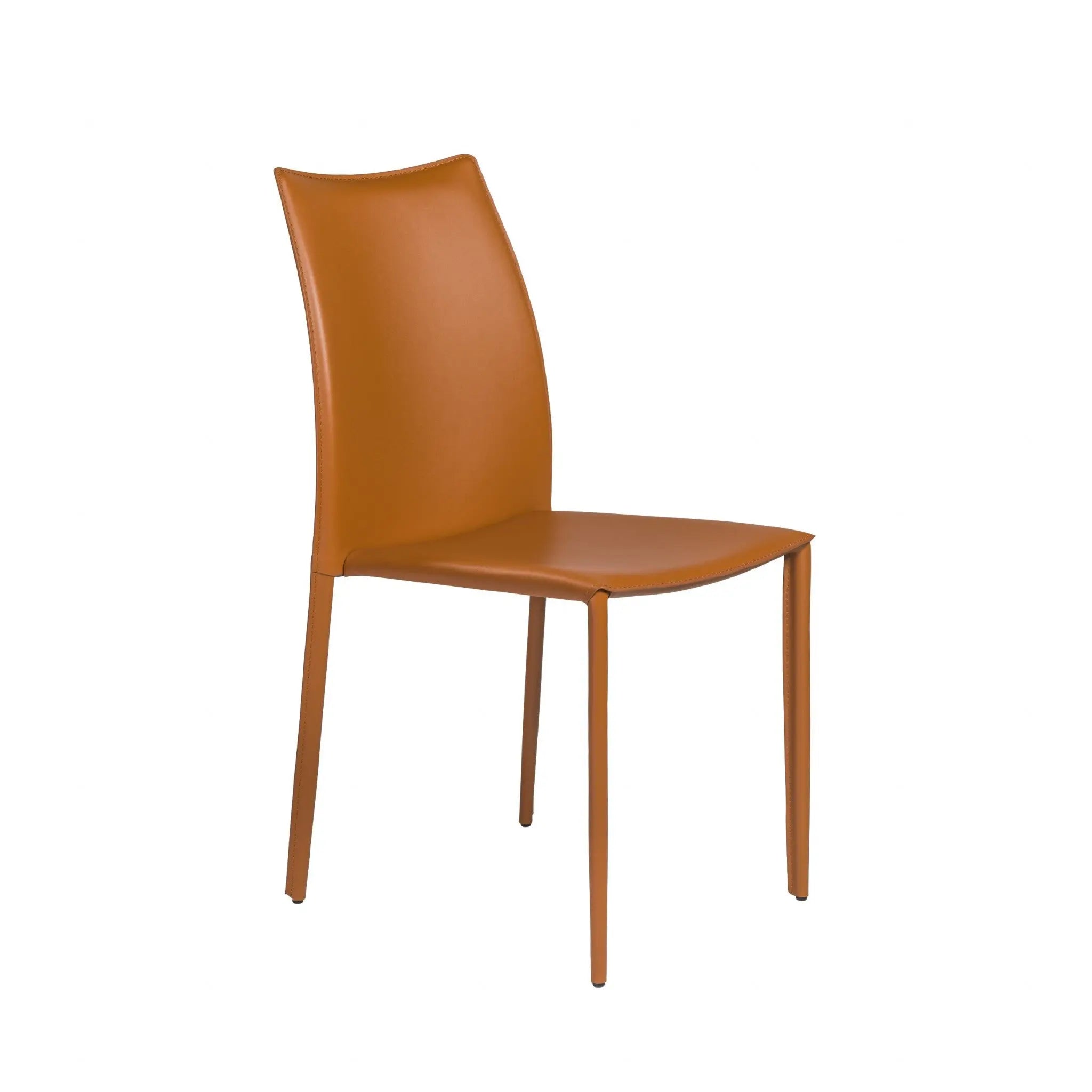Set of Two Terra Cotta Upholstered Leather Dining Side Chairs Homeroots Kitchen & Dining