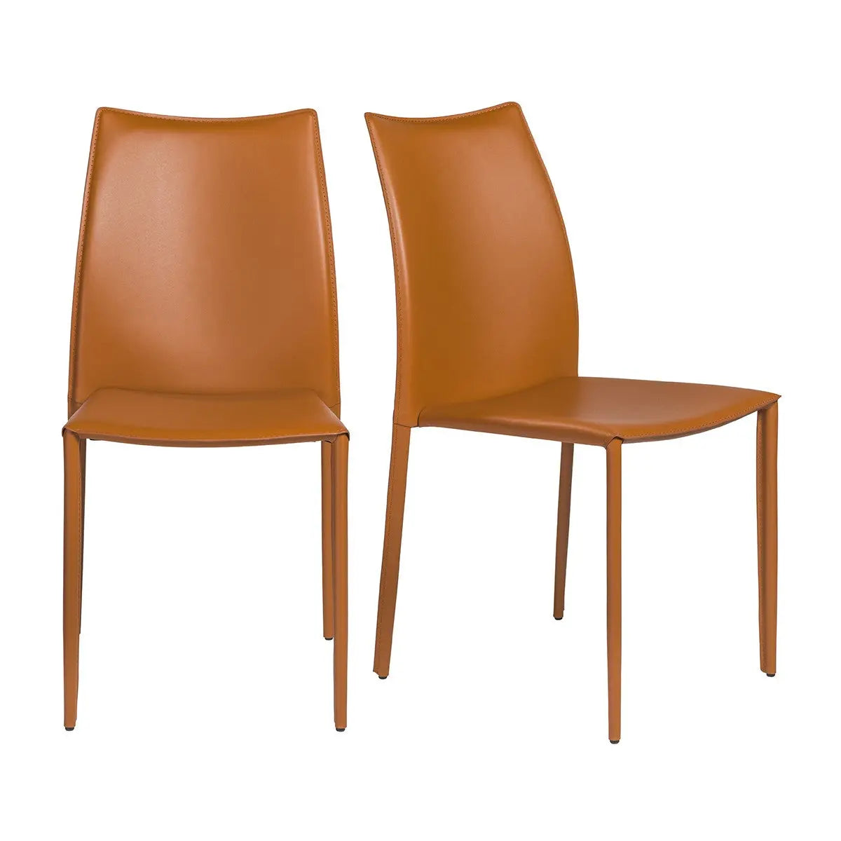 Set of Two Terra Cotta Upholstered Leather Dining Side Chairs Homeroots Kitchen & Dining