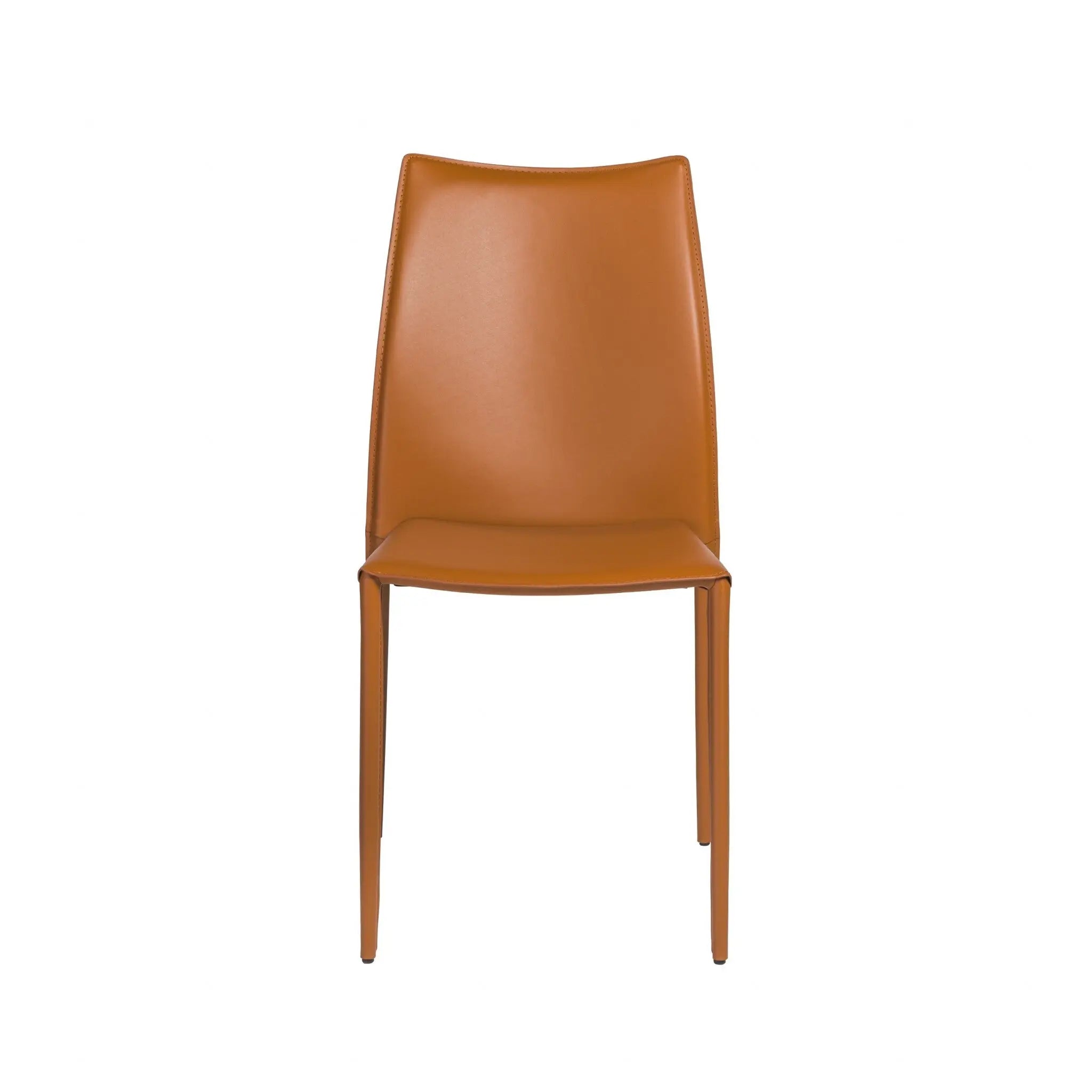 Set of Two Terra Cotta Upholstered Leather Dining Side Chairs Homeroots Kitchen & Dining