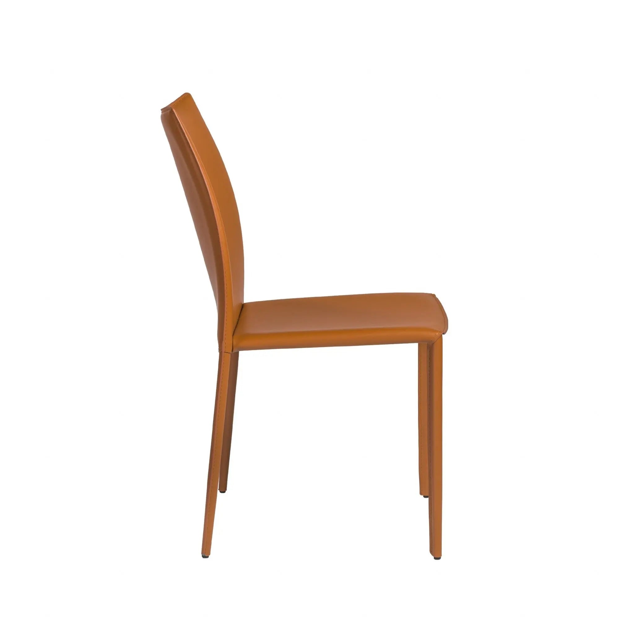 Set of Two Terra Cotta Upholstered Leather Dining Side Chairs Homeroots Kitchen & Dining