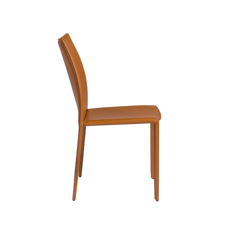 Set of Two Terra Cotta Upholstered Leather Dining Side Chairs Homeroots Kitchen & Dining