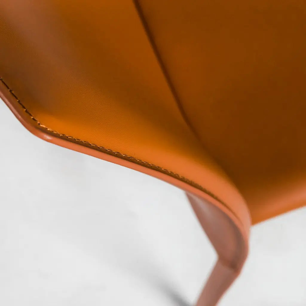 Set of Two Terra Cotta Upholstered Leather Dining Side Chairs Homeroots Kitchen & Dining