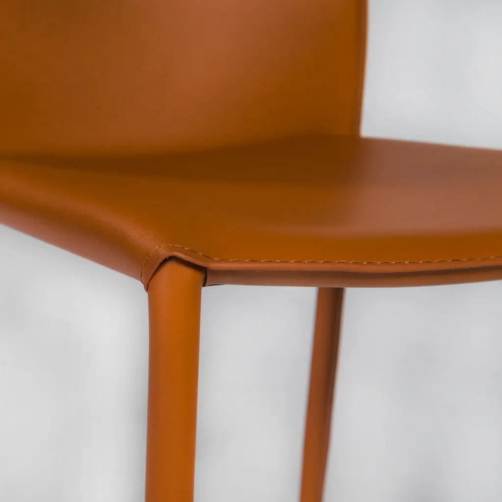Set of Two Terra Cotta Upholstered Leather Dining Side Chairs Homeroots Kitchen & Dining