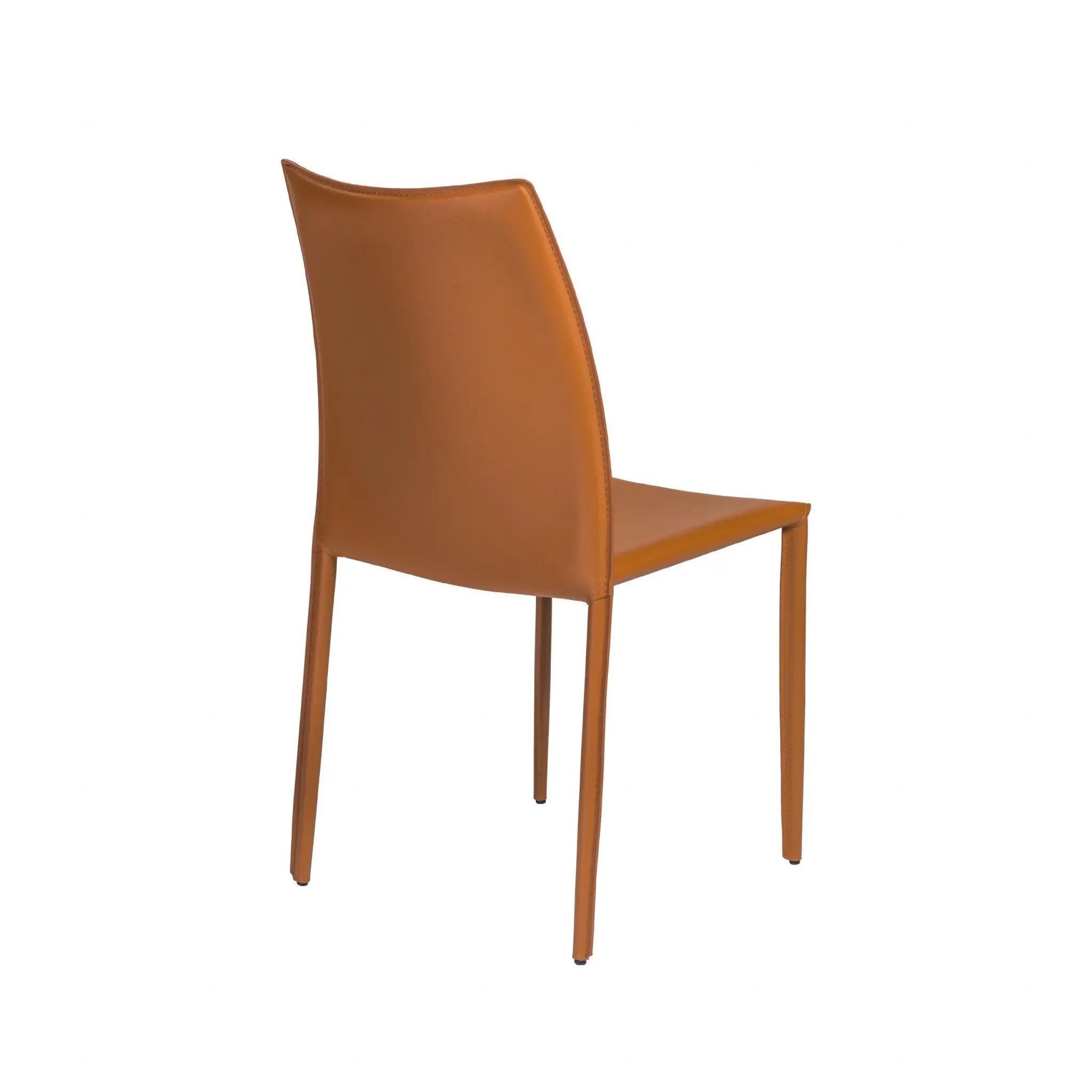 Set of Two Terra Cotta Upholstered Leather Dining Side Chairs Homeroots Kitchen & Dining