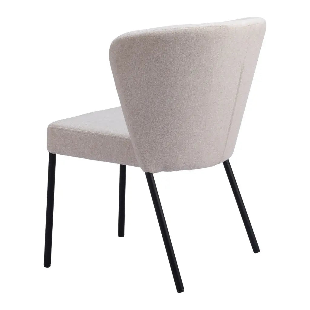 Set of Two Tufted Beige and Black Upholstered Faux Linen Dining Side Chairs Homeroots