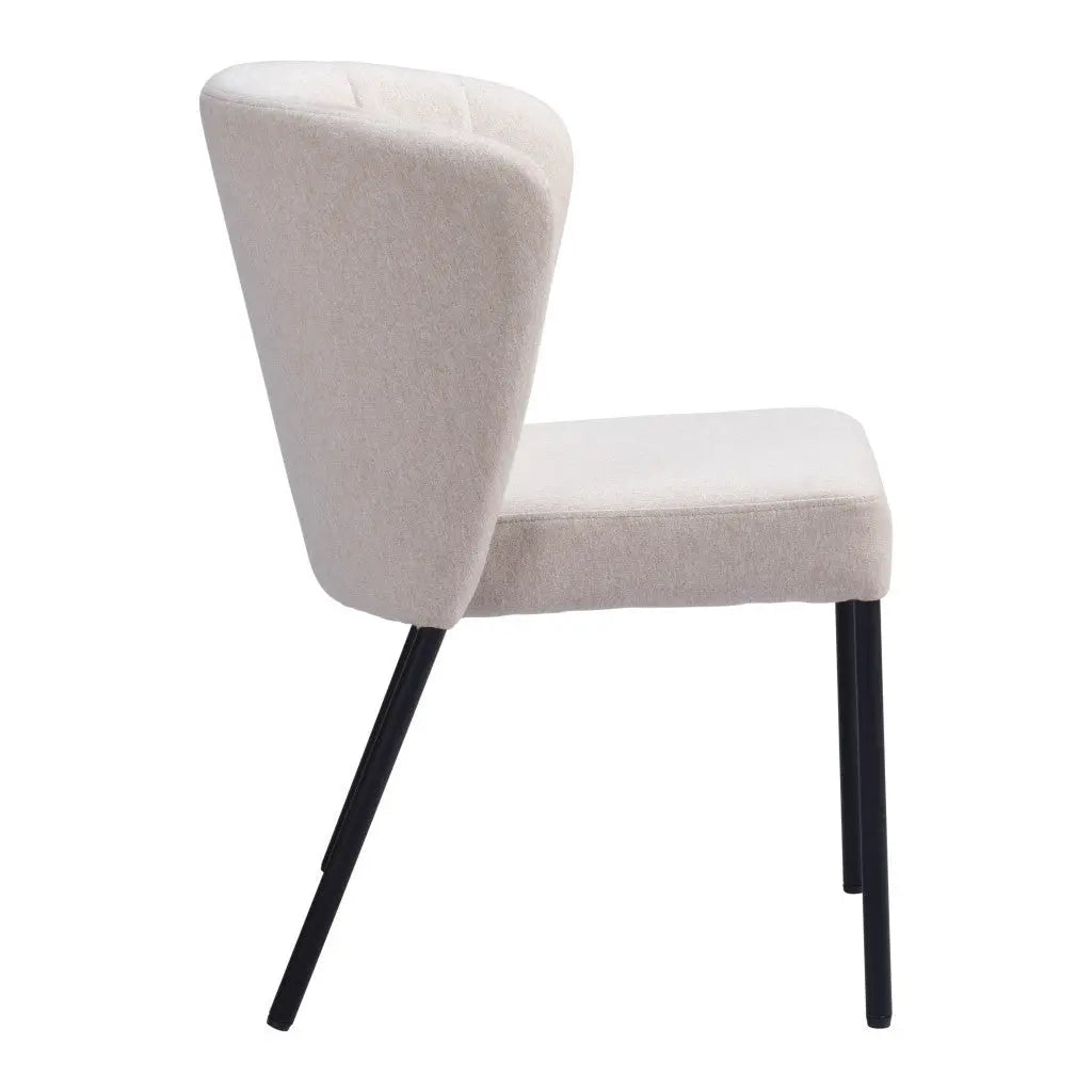 Set of Two Tufted Beige and Black Upholstered Faux Linen Dining Side Chairs Homeroots