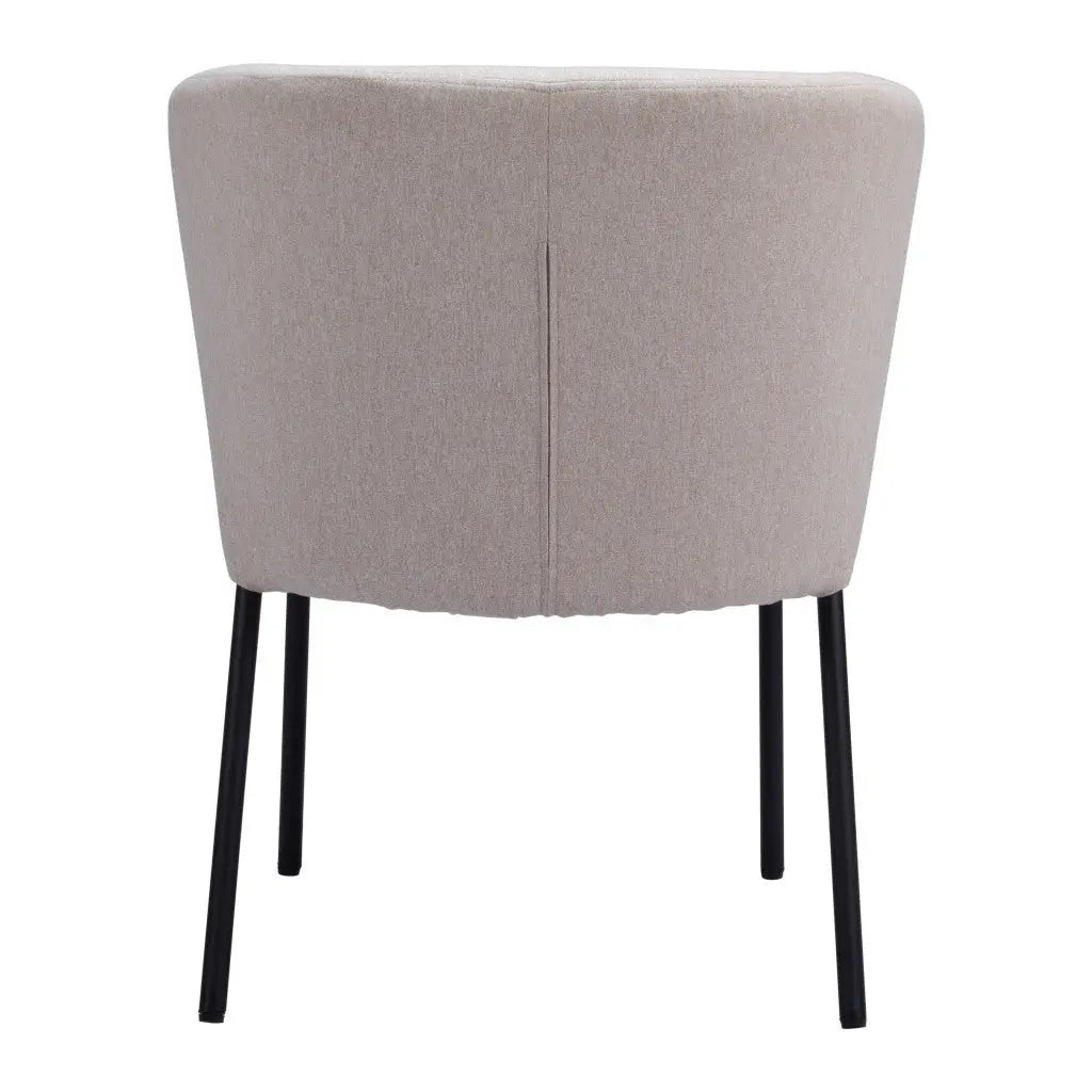 Set of Two Tufted Beige and Black Upholstered Faux Linen Dining Side Chairs Homeroots