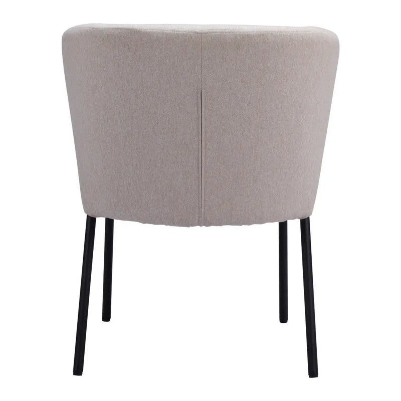 Set of Two Tufted Beige and Black Upholstered Faux Linen Dining Side Chairs Homeroots
