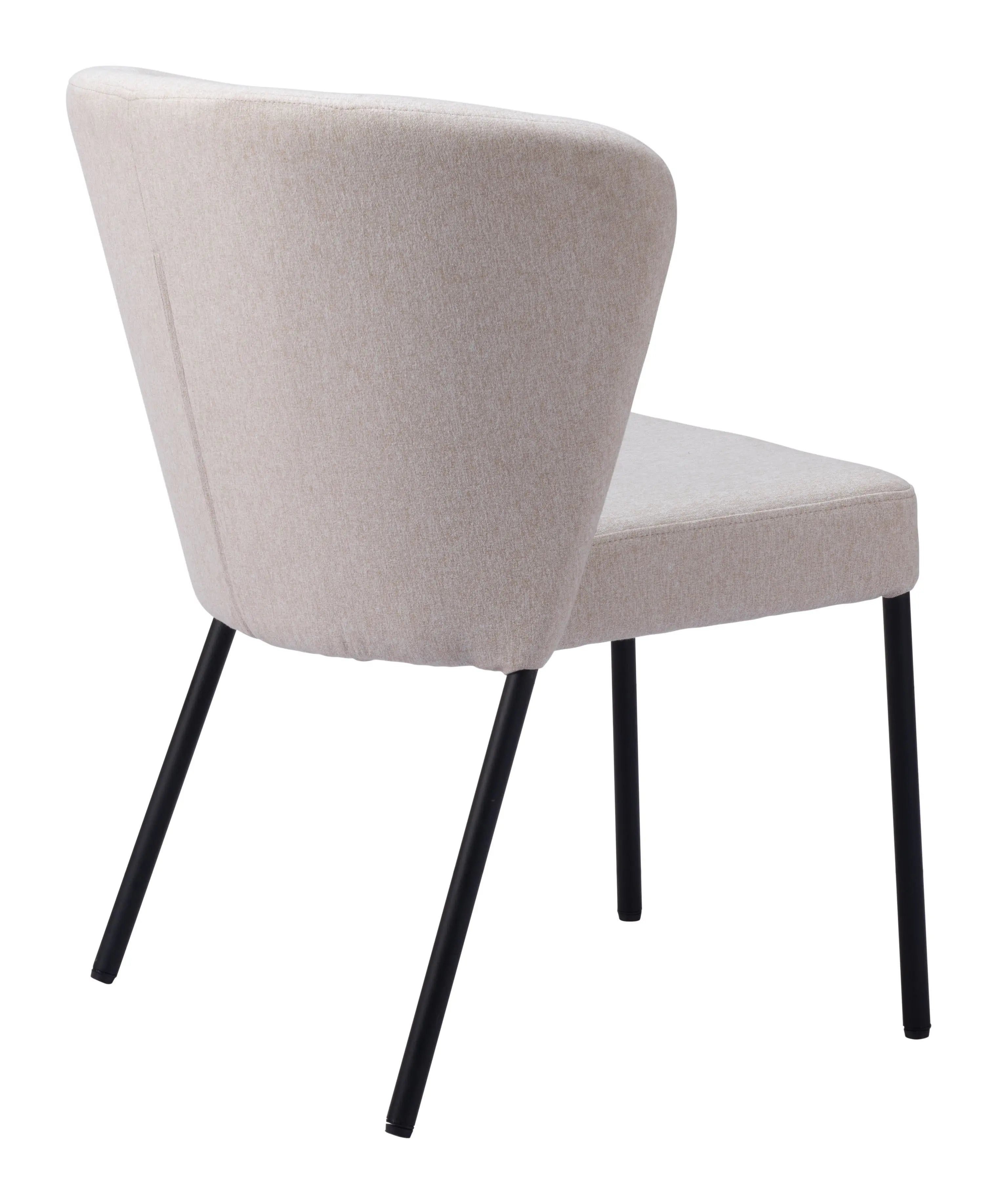Set of Two Tufted Beige and Black Upholstered Faux Linen Dining Side Chairs Homeroots
