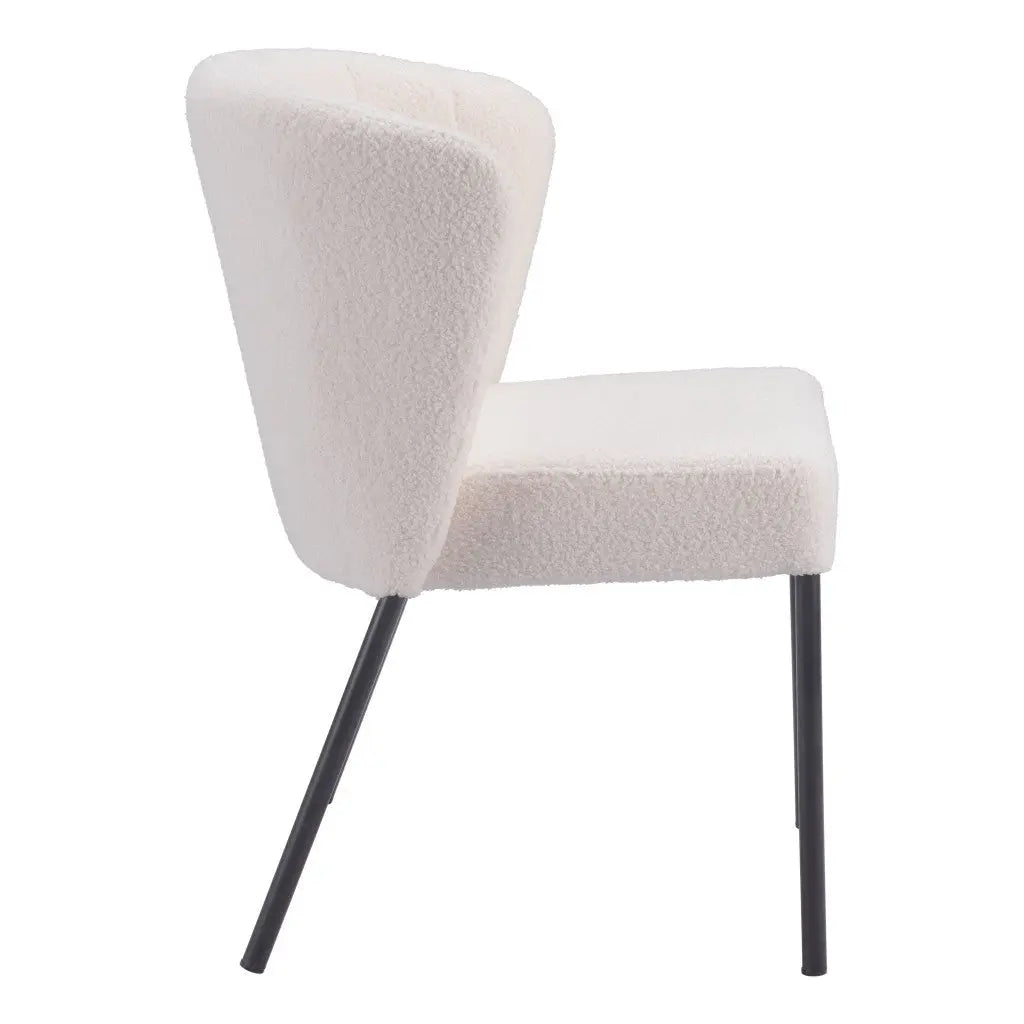 Set of Two Tufted Cream and Black Upholstered Fabric Dining Side Chairs Homeroots