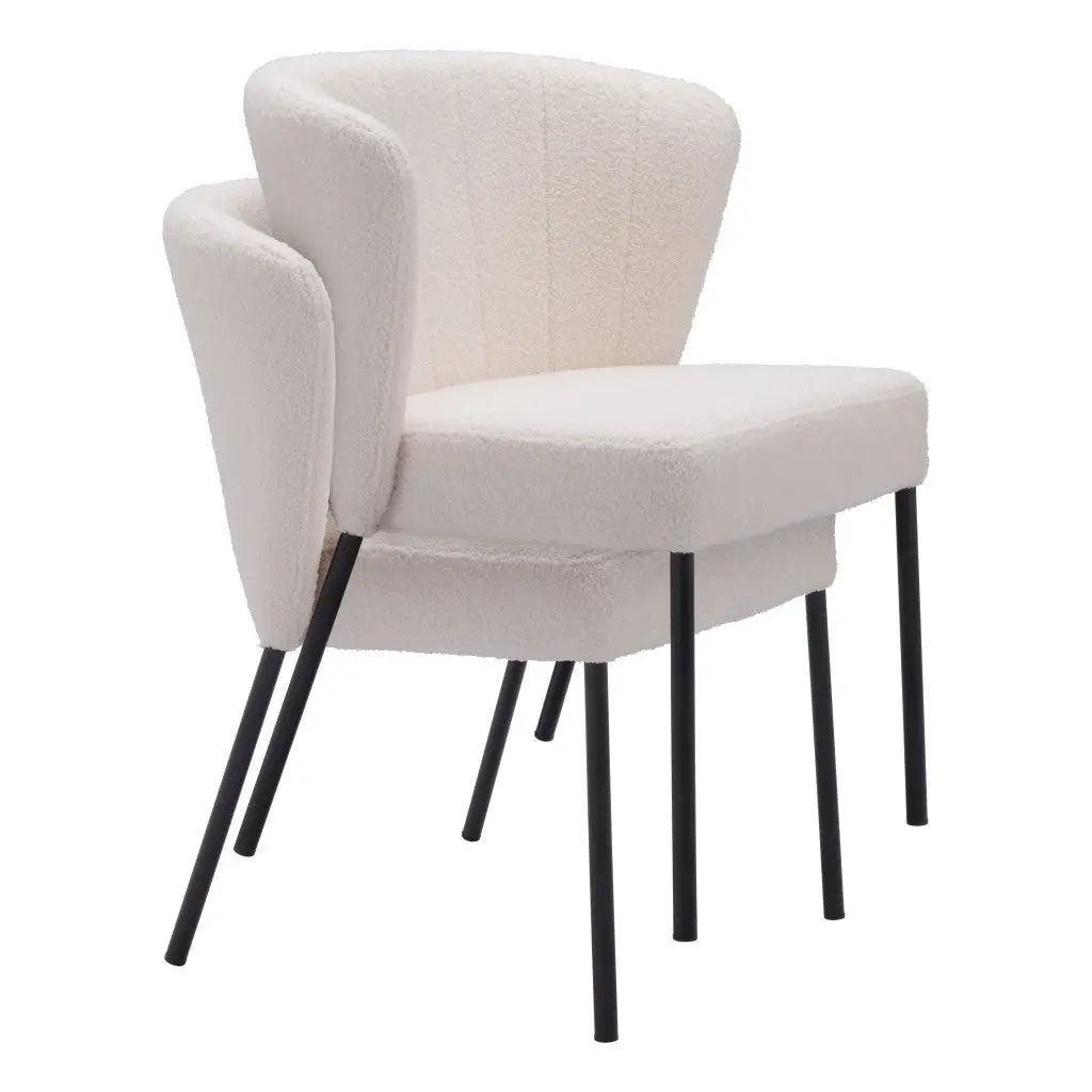 Set of Two Tufted Cream and Black Upholstered Fabric Dining Side Chairs Homeroots