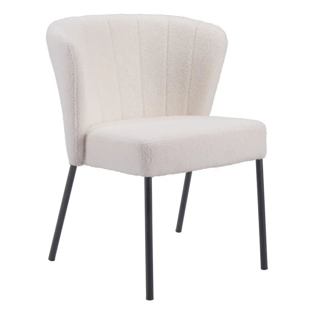 Set of Two Tufted Cream and Black Upholstered Fabric Dining Side Chairs Homeroots