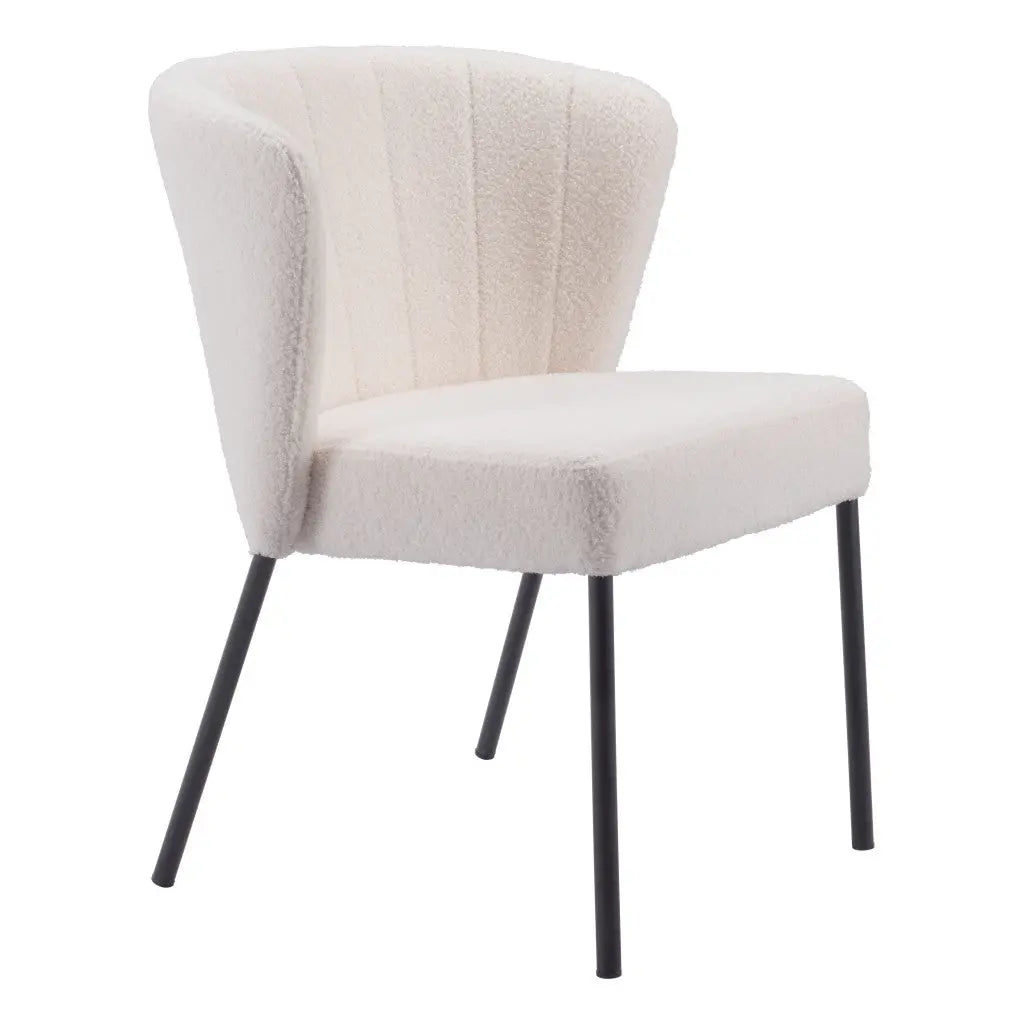 Set of Two Tufted Cream and Black Upholstered Fabric Dining Side Chairs Homeroots