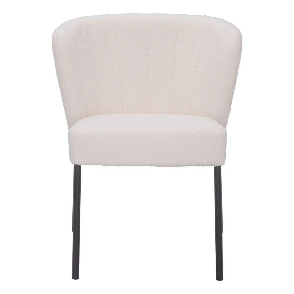 Set of Two Tufted Cream and Black Upholstered Fabric Dining Side Chairs Homeroots