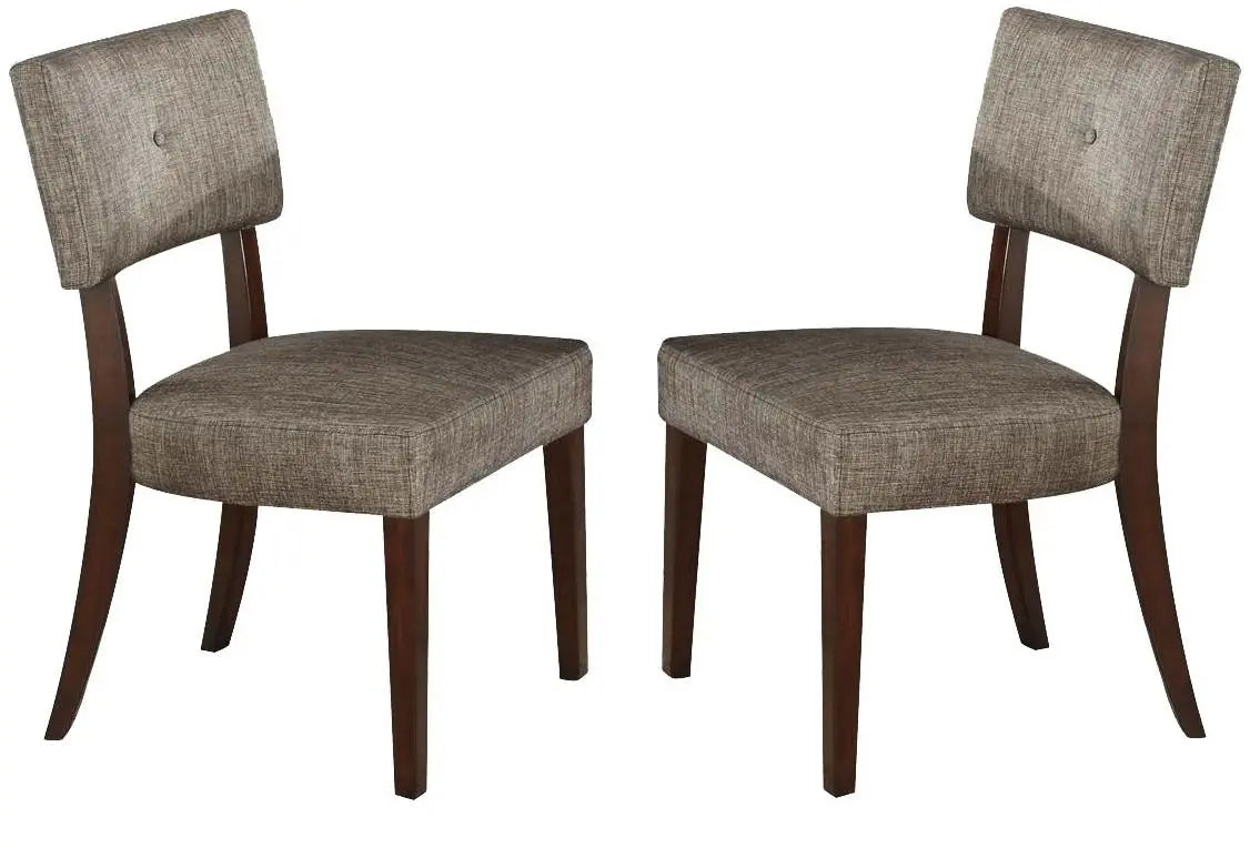 Set of Two Tufted Gray And Brown Upholstered Fabric Open Back Dining Side Chairs Homeroots Kitchen & Dining