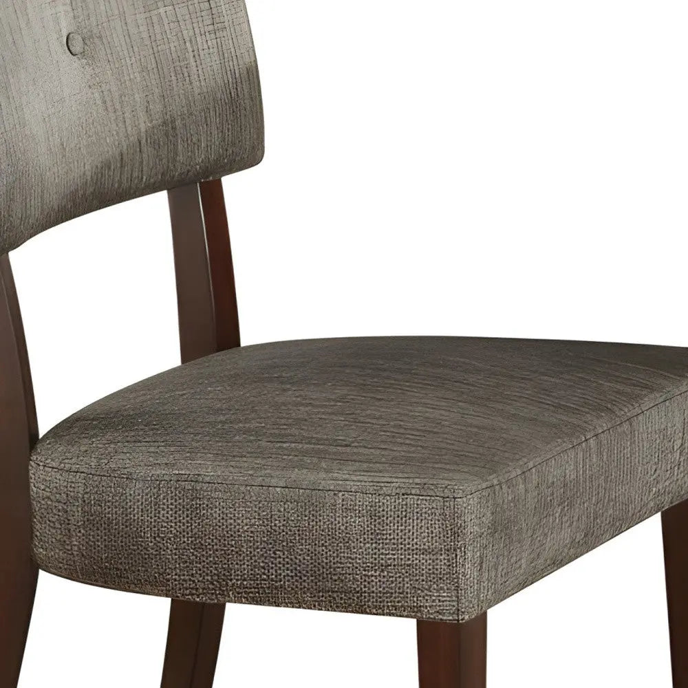 Set of Two Tufted Gray And Brown Upholstered Fabric Open Back Dining Side Chairs Homeroots Kitchen & Dining