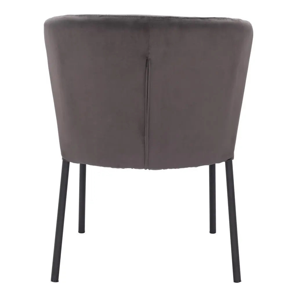 Set of Two Tufted Gray and Black Upholstered Velvet Dining Side Chairs Homeroots