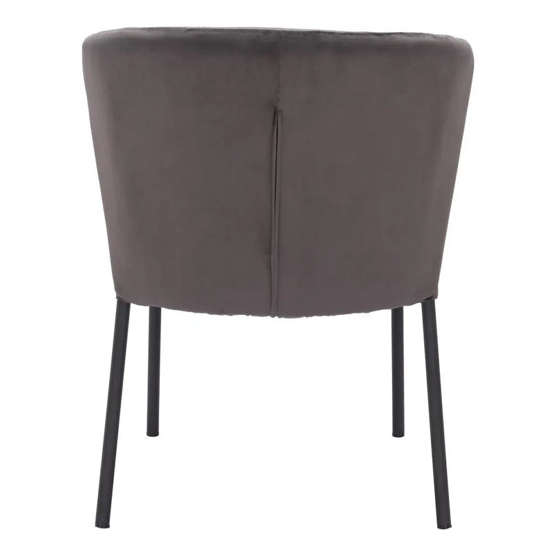 Set of Two Tufted Gray and Black Upholstered Velvet Dining Side Chairs Homeroots
