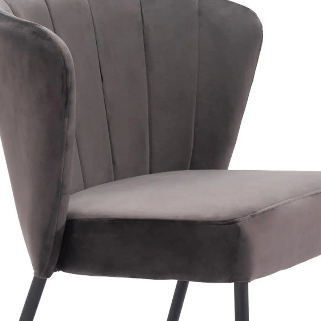 Set of Two Tufted Gray and Black Upholstered Velvet Dining Side Chairs Homeroots
