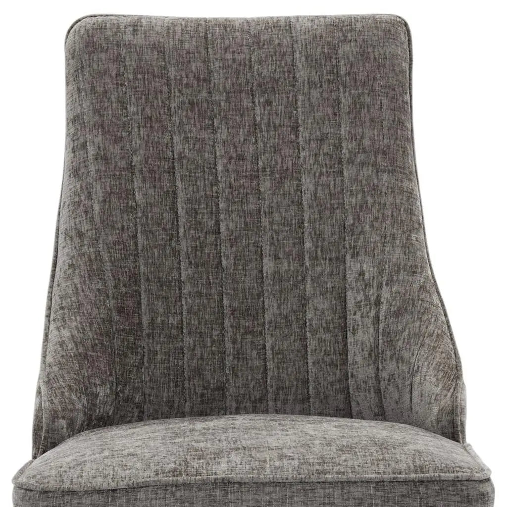 Set of Two Tufted Gray and Silver Upholstered And Stainless Steel Dining Side Chairs Homeroots