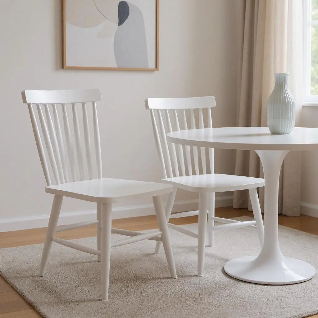 Set of Two White Aluminum Slat Back Dining Side Chairs - GreatEagleInc