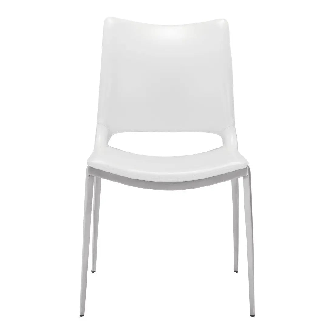 Set of Two White And Silver Upholstered Faux Leather Dining Side Chairs Homeroots Kitchen & Dining